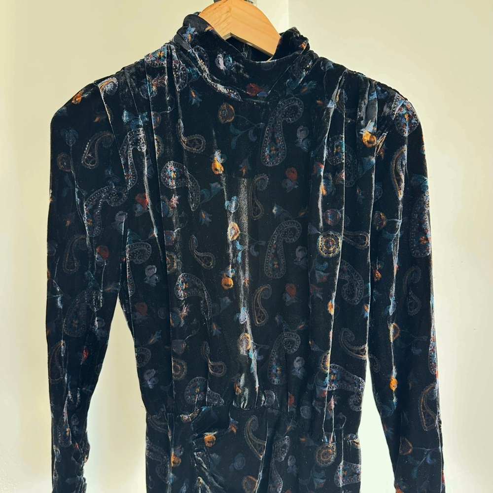 Zara Black Long Sleeve Velvet Dress - Picture 6 of 7